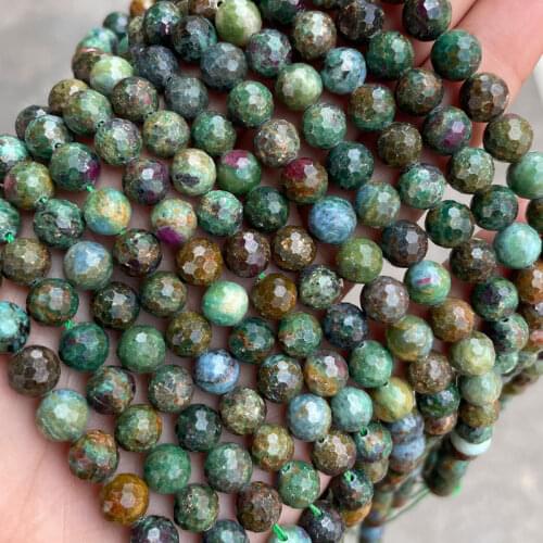 128 Faceted Natural Colorful Gem Stone Beads 8mm Round Loose Spacer Beads 15'' Strand DIY Bracelet For Jewelry Making Wholesale