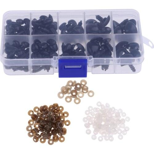 130 Pieces Black Plastic Safety Nose for Bear Toys Soft Snap Animals Crafts