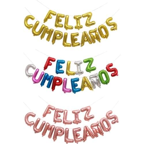 16inch Spain Happy Birthday FELIZ CUMPLEANOS Letter Balloons Foil Alphabet Balloon Birthday Party Decorations Kids Baby Shower
