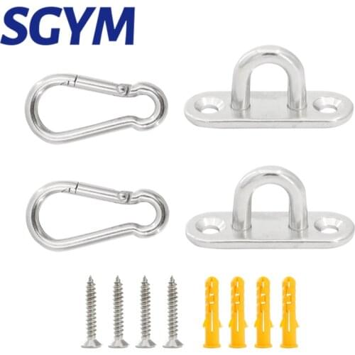 2 Sets Of Suspended Ceiling Wall Mount U-Shaped Hooks Stainless Steel Heavy Duty Multi-Function Hammock Hammock Hook Metal Base