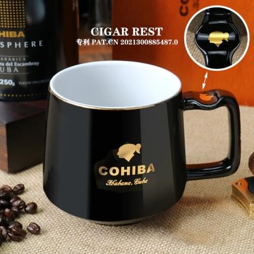 2021 NEW COHIBA Classic Ceramic 2 in 1 Cigar Rest Ashtray Montecristo Mug Round 1 Slot Cigar Holder