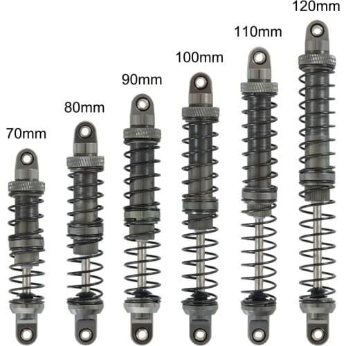 4PCS RC Rock Crawler Metal Oil Shock Absorber Gray 70mm 80mm 90mm 100mm 110mm 120mm for 1/10 SCX10 Wraith TRX4 ABSiMA Sherpr