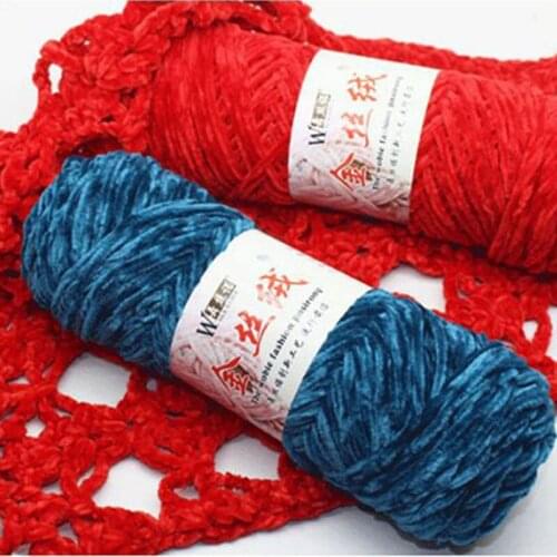 5pcs Velvet Yarn Crochet Texturized Polyester Blended Cotton Chenille Yarn baby blanket Suggest Needle 4MM-5MM Wholesale
