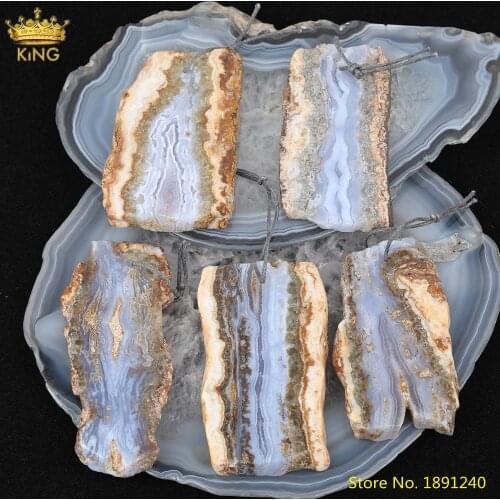 5pcs Natural Purple Chalcedony Slice Beads Pendants Necklace Making,Big Size Agates Slab Charms For DIY Jewelry Accessories