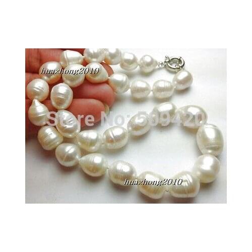 Free Shipping11-13mm the White Tahitian Cultured Pearl Necklace 18