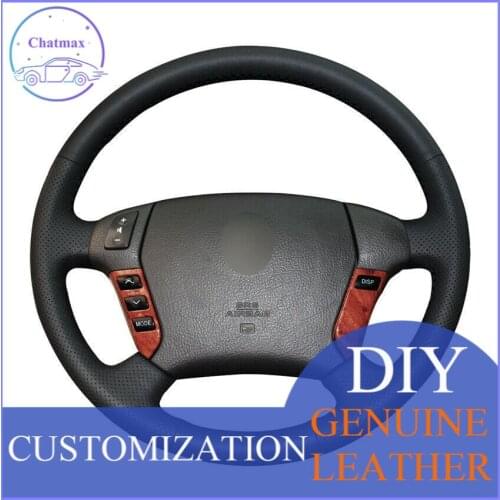 For Toyota Crown 2006-2008 Custom Made Anti Slip Hand stitched DIY Leather Car Steering Wheel Cover Anti-slip fit all season