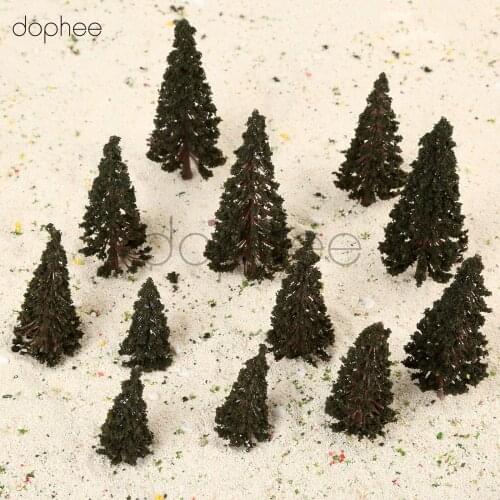 Dophee 16pcs Mixed Scale Dark Green Model Trees Model Railroad Park Nature Landscape Layout