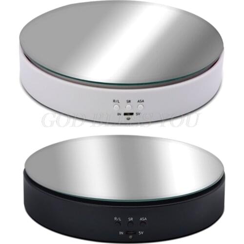Electric Rotating Display Stand 360 Degree Mirror Turntable Watch Jewelry Holder for Photography Video Shooting Props