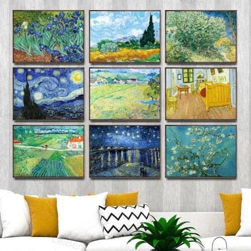 Dutch Post-Impressionist Painter Van Gogh Wall Art Poster Landscape Canvas Painting Home Decoration Living Room Frameless Mural