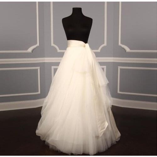 Custom Made Tulle Wedding Skirt High Waist Vintage Ivory Ribbon Long Tulle Skirts 2018 Saia Faldas Jupe Bridal Gown Skirt