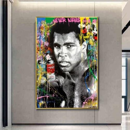Famous Boxer Muhammad Graffiti Art Paintings On the Wall Art Posters And Prints Ali Street Art Canvas Pictures For Living Room