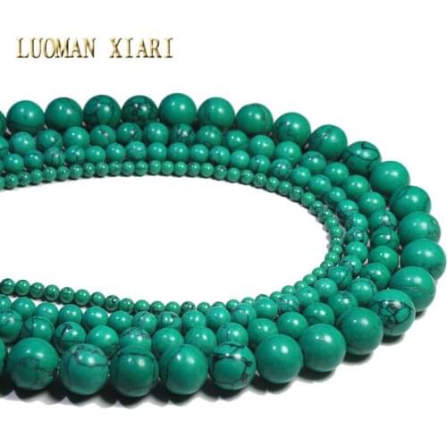 Wholesale Green Synthesis Turquoises Stone Round Beads For Jewelry Making DIY Bracelet Necklace Handmade Material 4/6/8/10/12 mm