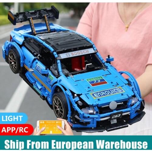 Mould King 20005 APP Car Compatible With MOC-6687 Blue AMGs Racing Car Building Blocks Bricks App Control RC Car Kid Toy