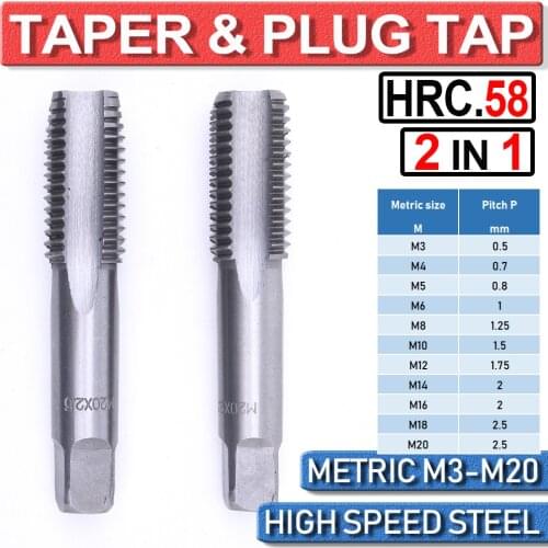 Right Hand Thread Metric Cutter Set Tap Die HSS M3 M4 M5 M6 M8 M10 M12 M14 M16 M18 M20 Taps 2 in 1 For Metal Wood Plastic D30