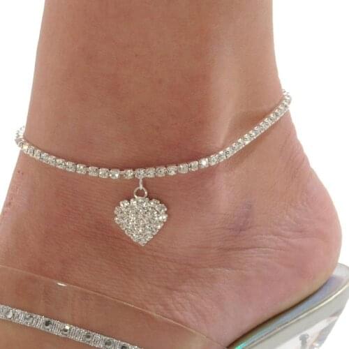 Fashion women Rhinestone love shinning Anklet for girlfriend shinning Crystal Anklet leg jewelry bracelet barefoot high heels je
