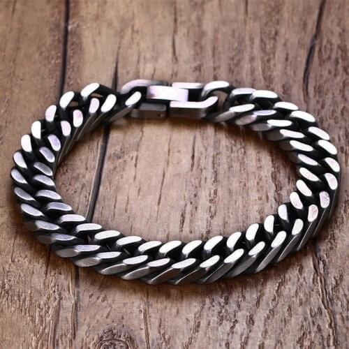 Men Bracelet chain on hand stainless steel hip hop gold bracelet men Vintage charm bracelets for men gifts for men black jewelry