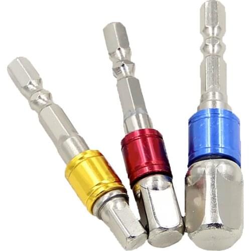 3 Pcs/Set Socket Bit Adapter Set Hex Shank To "1/4" 3/8" 1/2" Impact Drill Bit Driver Electrical Drilling Head Tools Accessories