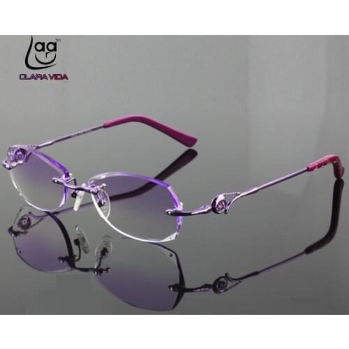 Luxury PRIVATE Custom Manual Pure Titanium Frame Diamond Cut High-elastic Tinted Lenses Ladies Prescription Glasses Photochromic