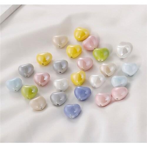 Wholesale 50pcs/lot 17*15mm color print cartoon hearts shape Straight hole ceramics beads diy jewelry earring/bracelet accessory