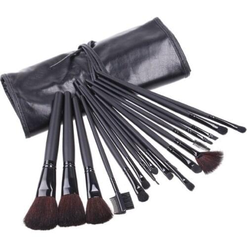 Wholesale professional foundation makeup brush set 18pcs eyeshadow cosmetic tool kit with PU leather bag 50sets/lot free shiping