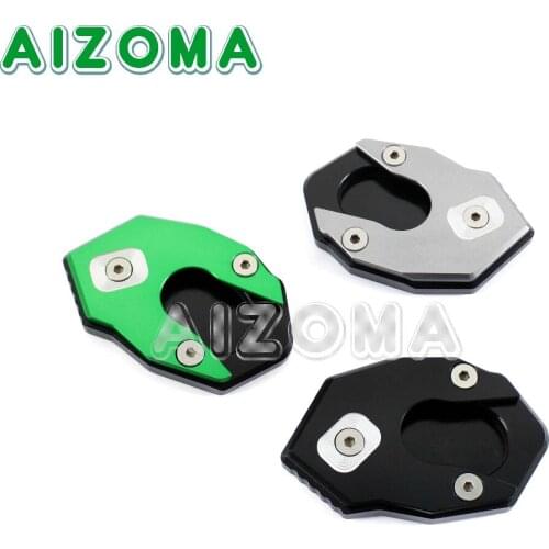Motorcycle Kickstand Enlarge Pad Aluminum Side Stand Pad Plate Base For Kawasaki Z900 Z650 2017 Green Black Silver