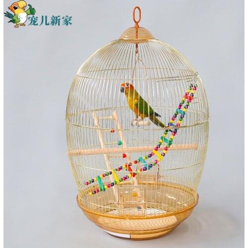Deluxe round parrot cage electroplated golden parrot cage live bird family large large space villa bird cage