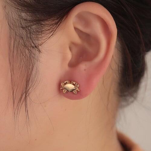 Cute Mini Crab Stud Earrings For Girls Women Beach Party Daily Wear Jewelry Cancer Zodiac Bijoux Brincos Pendientes