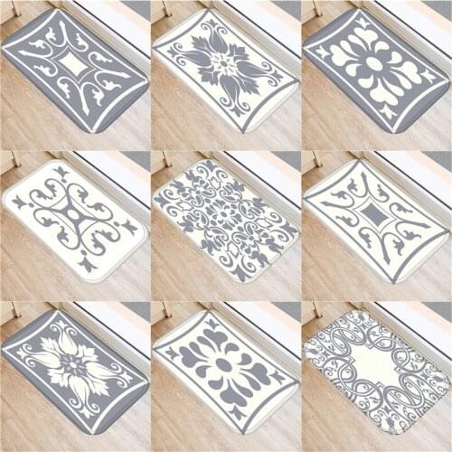 Gray Bohemian Mandala Flower Carpet Polyester Rug Non-slip Floor Mat Doormat For Bedroom Kitchen Door
