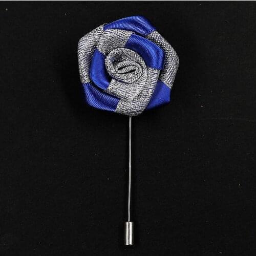 Wedding Boutonnieres Prom Silver Satin Rose Boutonniere Best Men Groom Bride Flowers with Pin For Wedding Prom Party XH1328