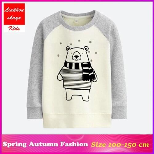 Liakhouskaya 2019 New Boys Sweatshirt For Girls Cartoon Cute Bear Kids Long Sleeve Tops Children Girls Hoodies Clothes For Teens