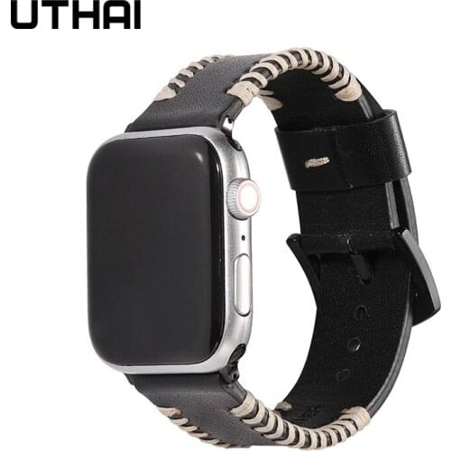 UTHAI P94 Leather Strap For Apple Watch 6 SE 5 4 38mm 40mm Band for iwatch5 3 2 1 Watchband 44mm 42mm Bracelet