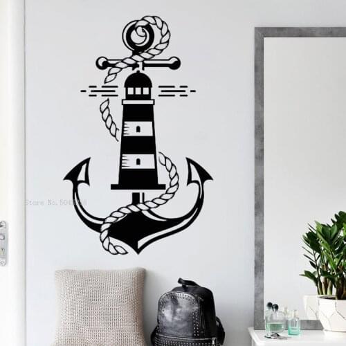 Lighthouse Anchor Vinyl Wall Decals Nautical Marine Style Home Decoration Living Room Removable Art Stickers Gift Y094