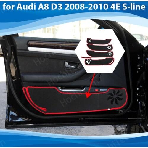 Protective Mat Side edge cover Door Inside Guard Car Door Anti Kick Pad Sticker for Audi A8 D3 2008-2010 4E S-line Accessories