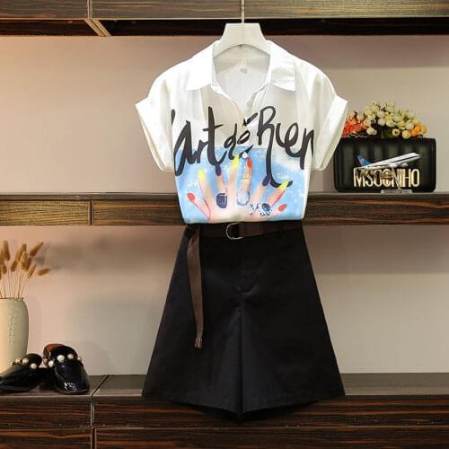 Women New 2021 Summer Set Female Short Sleeve Print Top Shirt And Shorts Outfits Female Fashion Casual Suit Two Piece Sets A825
