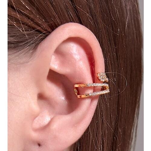 1 PCS Simple C-shaped Cute Snake Crystal Ear Cuff Non Pierced Clip Earring Trendy Punk Small Gold Color Open Circle Earrings