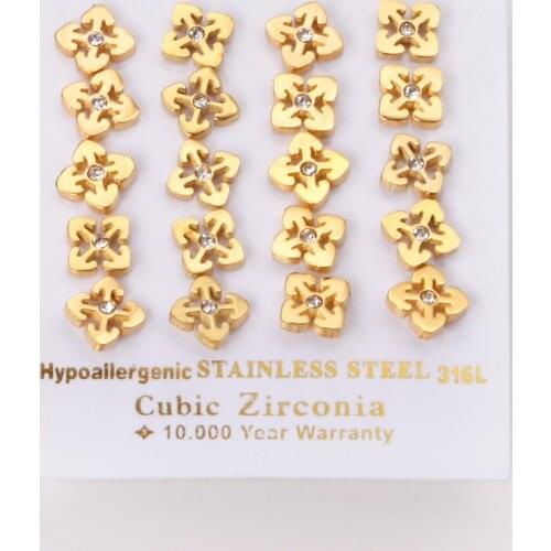 10 Pairs Stainless Steel Earrings Sets Pendientes Mujer Trendy Style Gold Silver Color CZ Baby Girl Earring Wholesale Party
