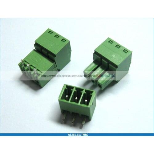 12 Pcs Screw Terminal Block Connector 3 81mm Angle 3 Pin Green Pluggable Type