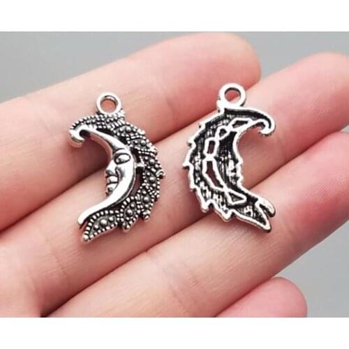 15pcs/lot--27x17mm, moon charms, Antique silver plated moon face charms,DIY supplies, Jewelry accessories