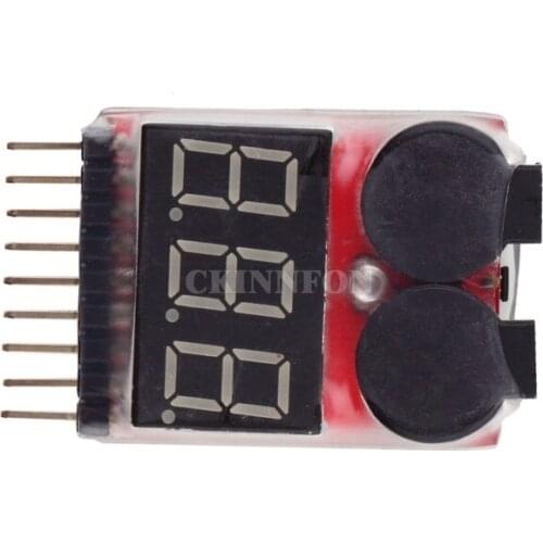 50Pcs/Lot 1-8S Lipo/Li-ion/Fe Battery Voltage 2IN1 Tester Low Voltage Buzzer Alarm