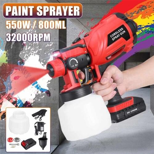20V 800ML Cordless Electric Spray Gun 1.8MM Nozzle Electric Airbrush Paint Sprayer for Car/Wall Painting with Battery & Charger