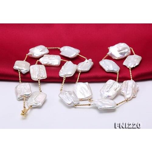 27inches Long Pearl Jewellery Gold Tube White Color Natural Freshwater Pearl Necklace,AA 16-26mm Huge Pearl Jewelry