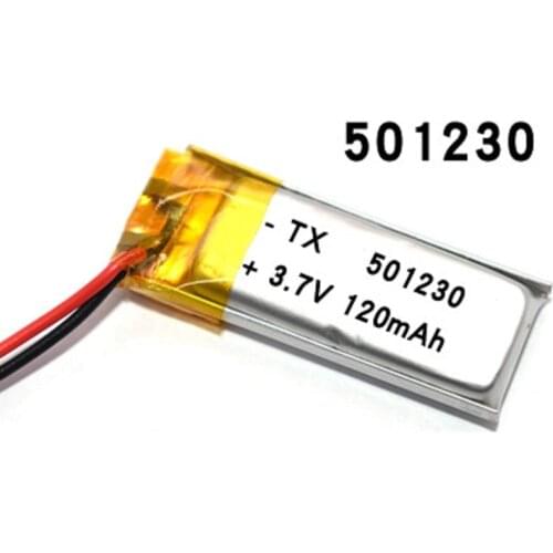 3.7V 120mAh 501230 Lithium Polymer Li-Po Rechargeable Battery For DIY Mp3 GPS bluetooth headphone headset
