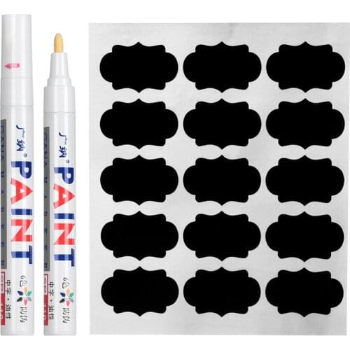 48Pcs Waterproof Blackboard Sticker Label Chalkboard Sticky Tags Jars Bottle Organizer Craft With Marker Pen Home Label