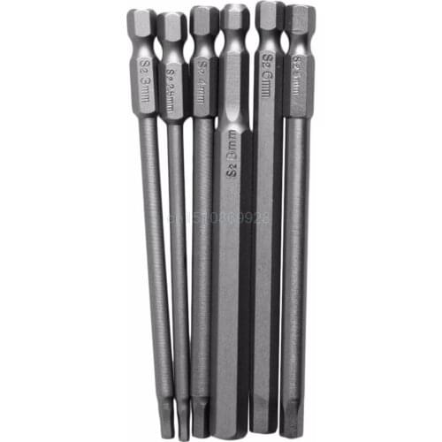 6Pcs/Set T2.5-T8 100mm Magnetic Torx Screwdriver Bits 1/4" Hex Shank