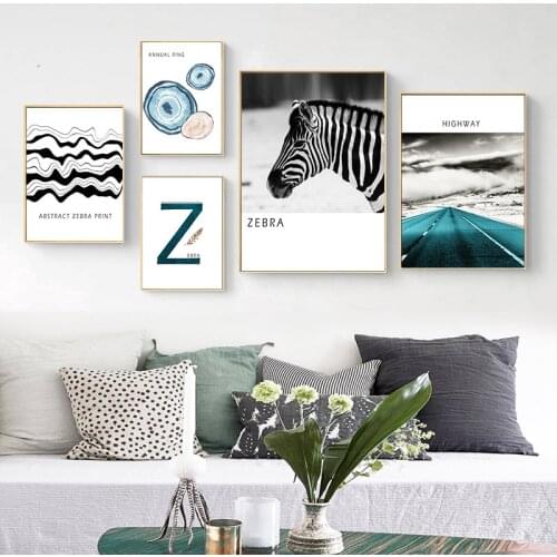 Nordic zebra Abstract Wall Art Canvas Poster and Print Canvas Painting Morden landscape Decorative Picture for Living Room Decor