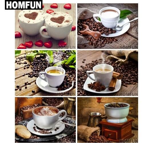 HOMFUN Full Square/Round Drill 5D DIY Diamond Painting "Coffee & cup" 3D Embroidery Cross Stitch 5D Home Decor Gift A01004
