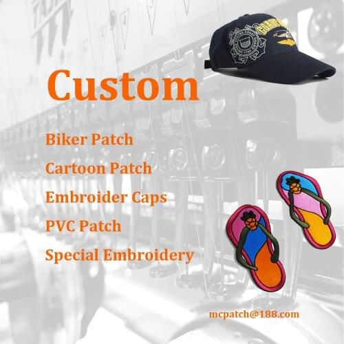 Custom Patches Embroidery in any Style PVC Patch Caps Embroidery Band Motorcycle Biker Badge Special Embroidered Custom Badge