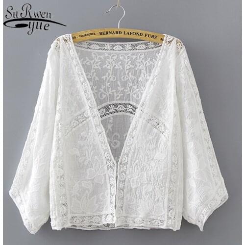 2021 new women tops lace hollow blouses shirts v-neck sweet solid women tops long sleeved blouses casual fashion blouses 0311 40