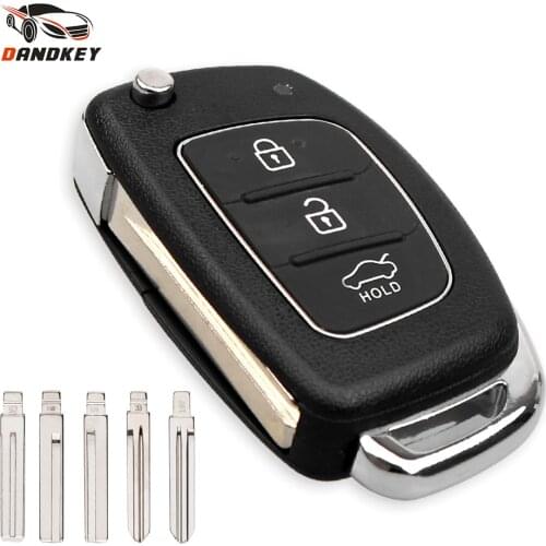 Dandkey 3 Button Folding Flip Remote Key Shell Car Key Case For Hyundai Solaris Ix35 Ix45 Series Auto Key Blanks Case Fob Uncut