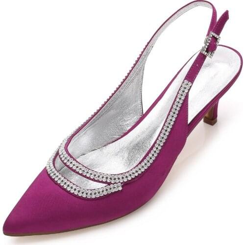 Creativesugar slingback satin evening dress shoes pointed toe cutout rhinestone diamonds edge 6cm heels pumps bridal wedding